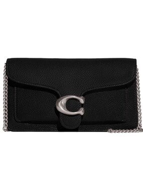 New Coach Black and Silver Tabby Chain Clutch